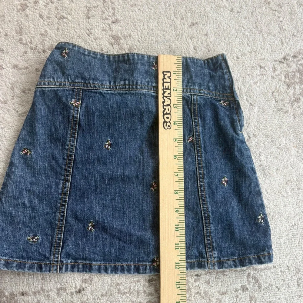 Gymboree Girls Denim Mini Skirt Floral‎ Embroidered Blue Cotton Size 6 Vintage
